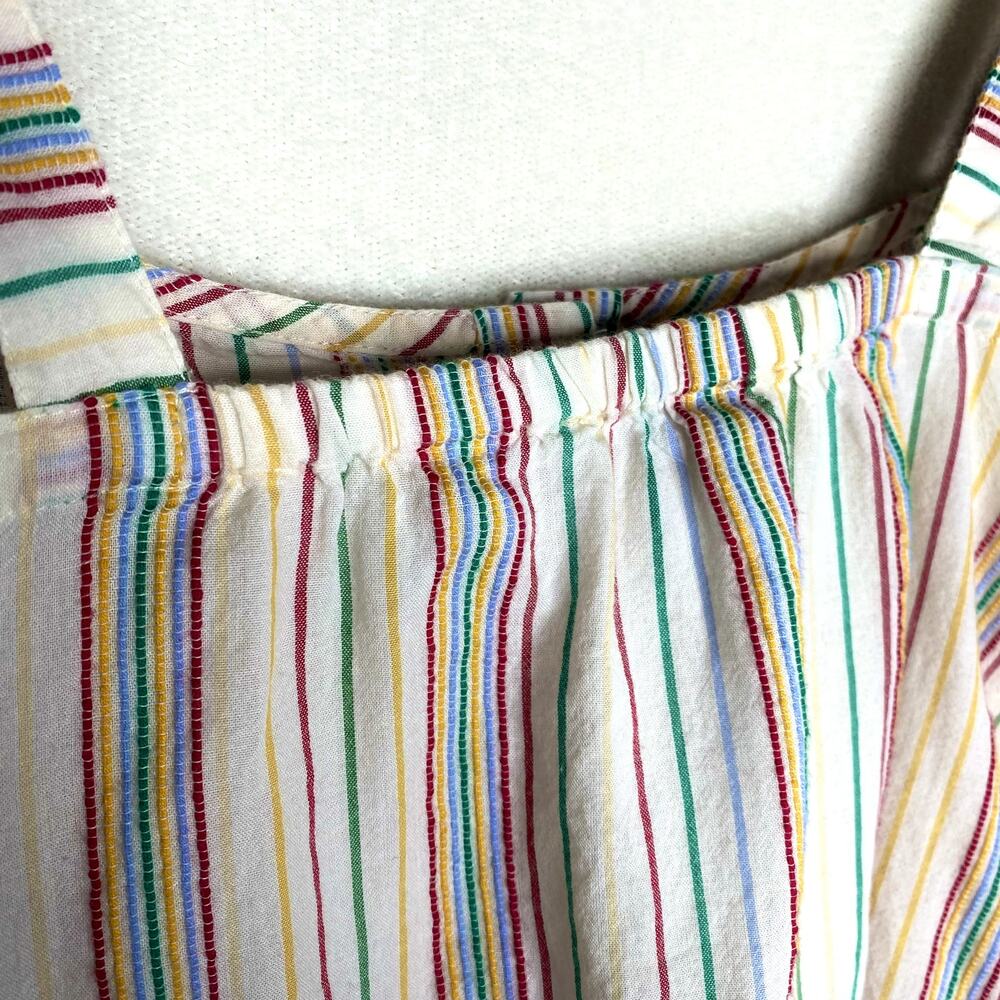 Madewell Button Front Rainbow Stripe Cami Tank Top Small Textural Embroidered - Picture 7 of 9